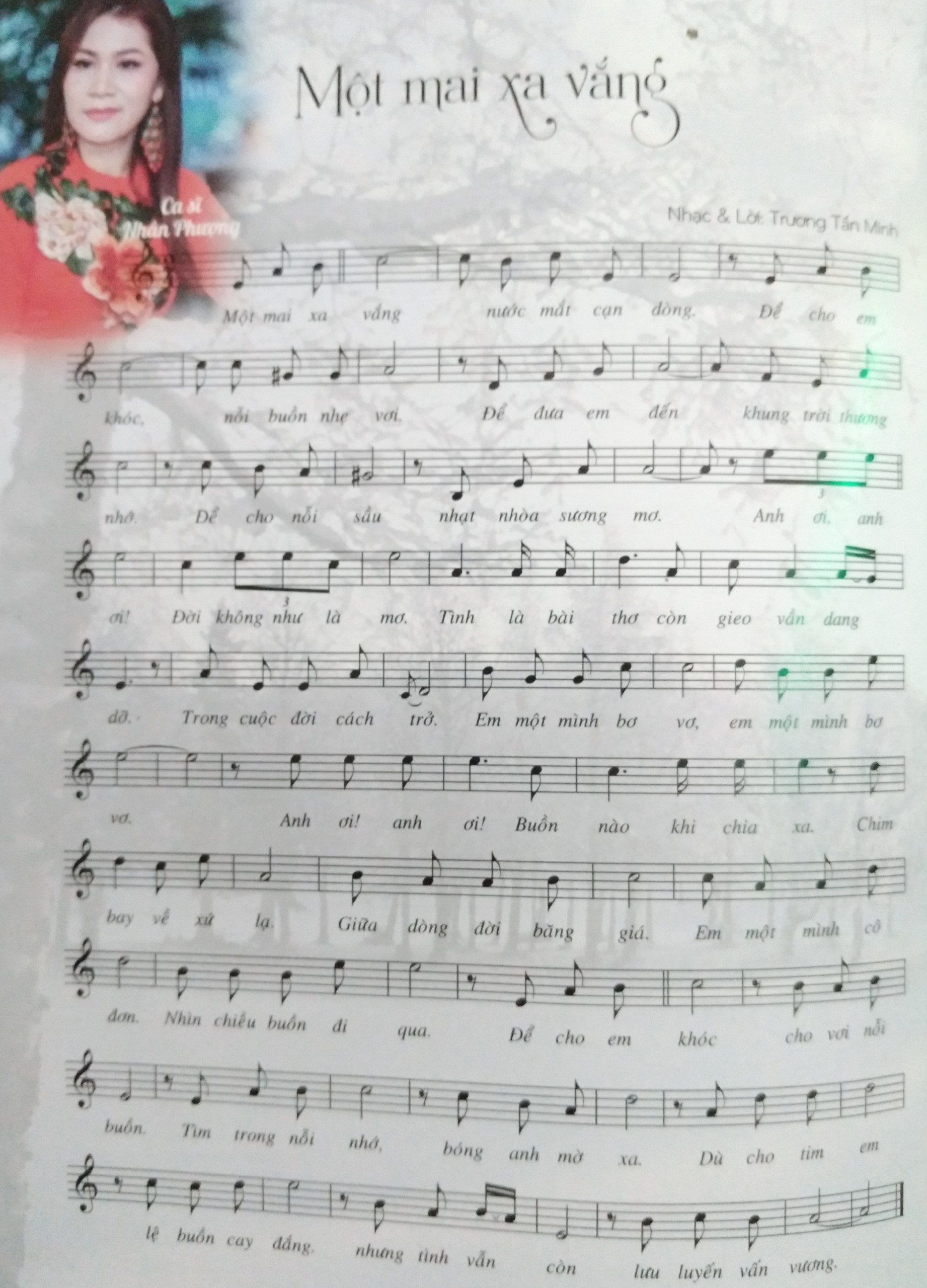 Sheet nhạc Một mai xa vắng - Trang 1