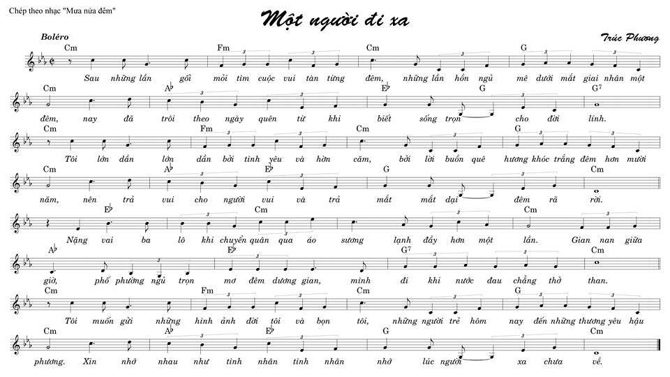 Sheet nhạc Một người đi xa - Trang 1