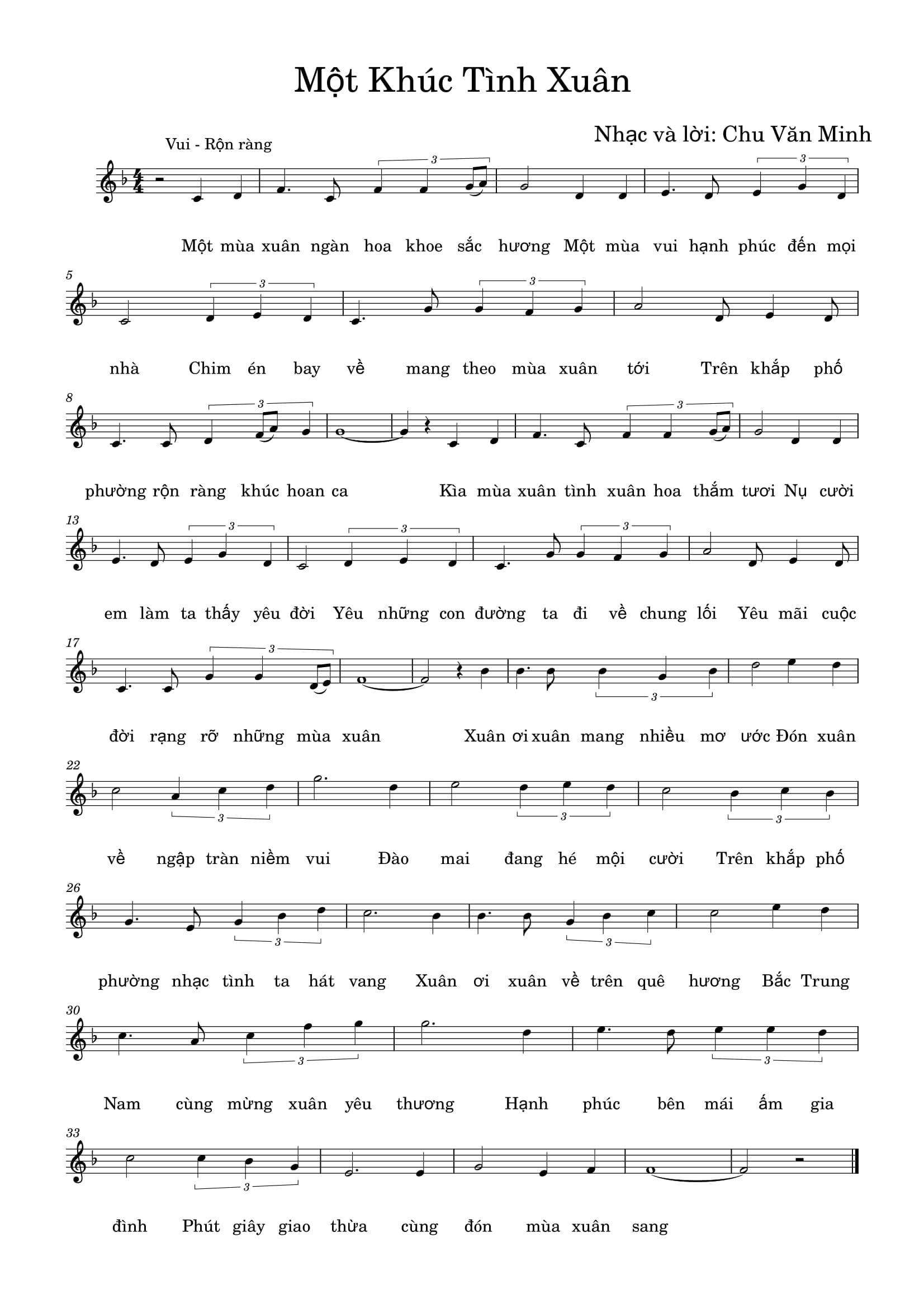 Sheet nhạc Một khúc tình Xuân - Trang 1