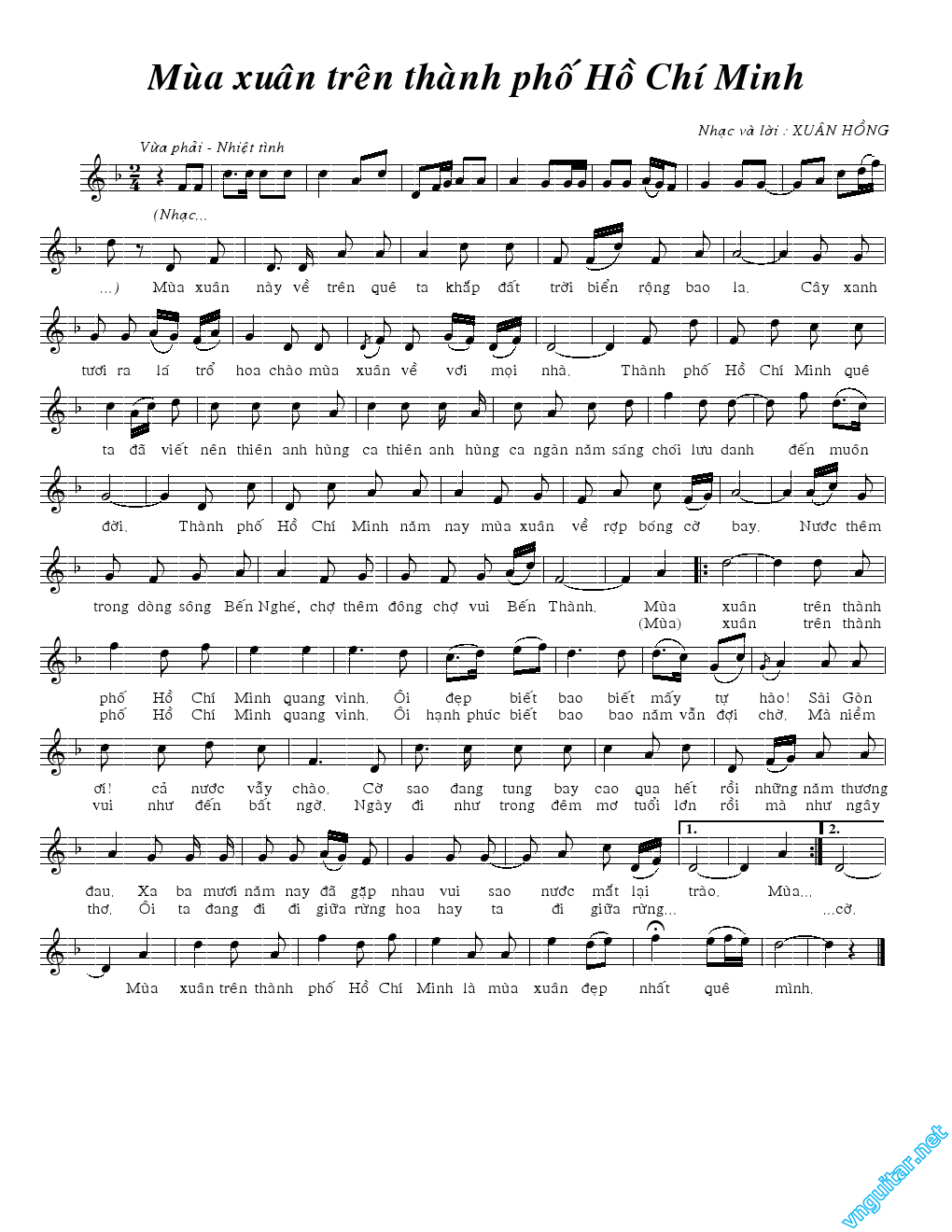 Sheet nhạc Mùa xuân trên thành phố Hồ Chí Minh - Trang 5