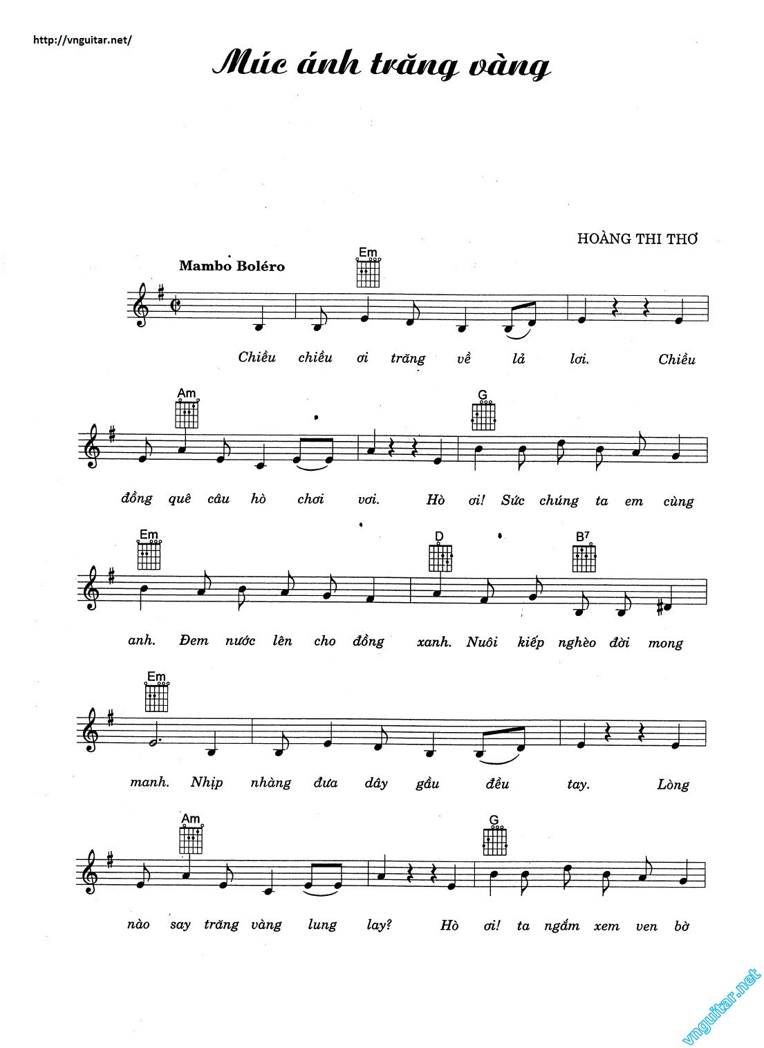Sheet nhạc Múc ánh trăng vàng - Trang 1