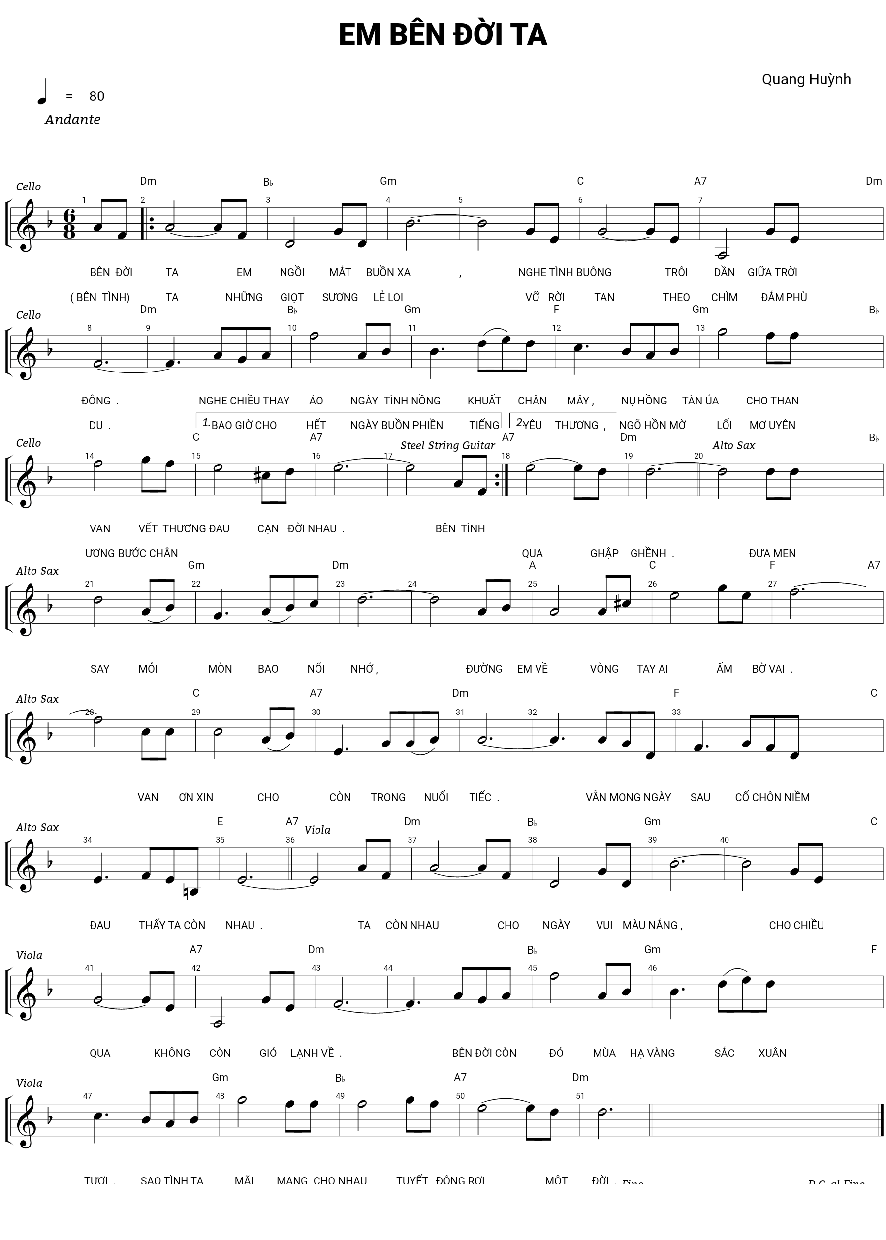 Sheet nhạc Em bên đời ta - Trang 1