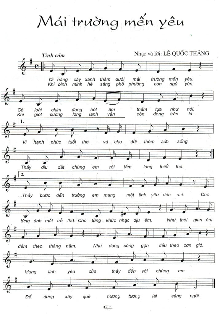 Sheet nhạc Mái trường mến yêu - Trang 1