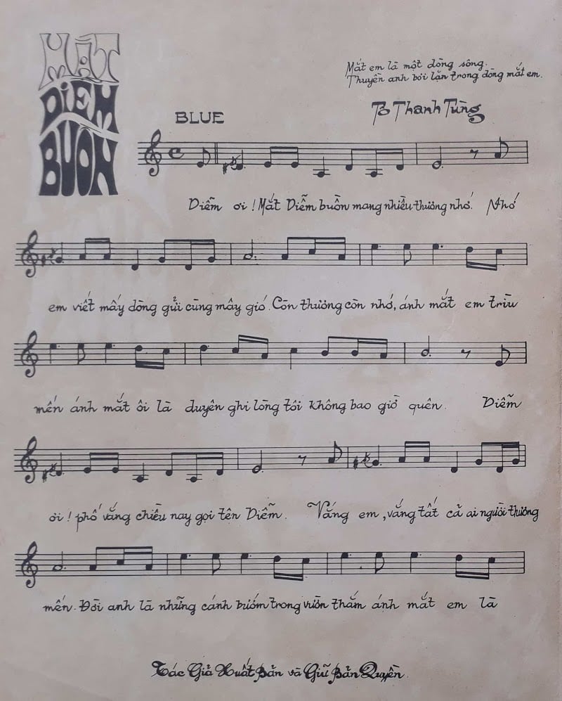 Sheet nhạc Mắt Diễm buồn - Trang 2