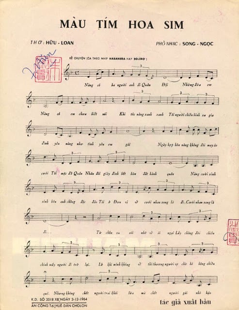 Sheet nhạc Màu tím hoa sim - Trang 2