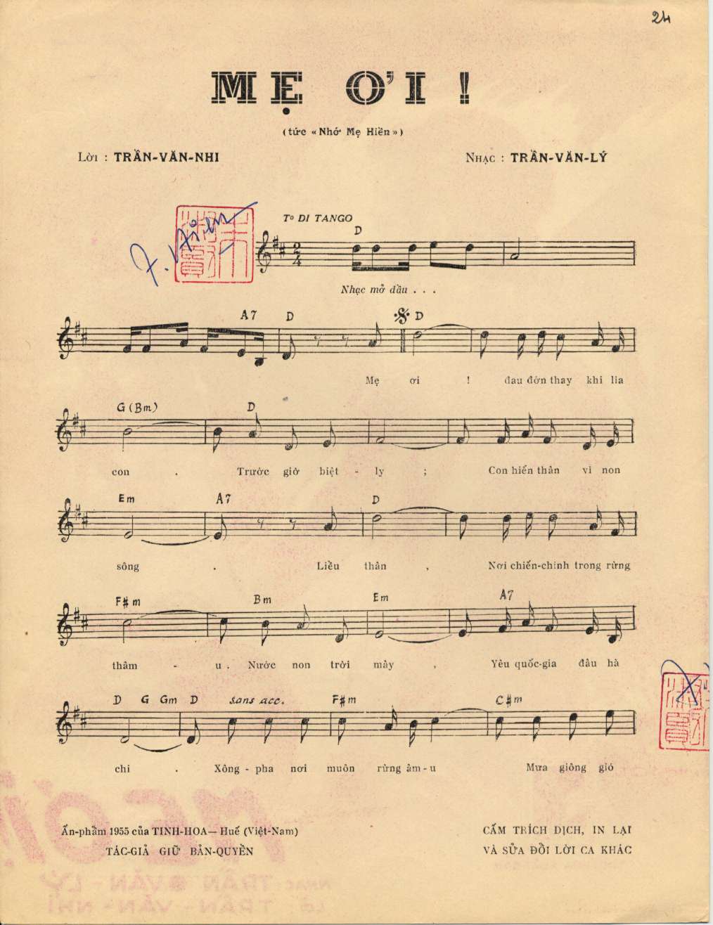 Sheet nhạc Mẹ ơi (Nhớ mẹ hiền) - Trang 2