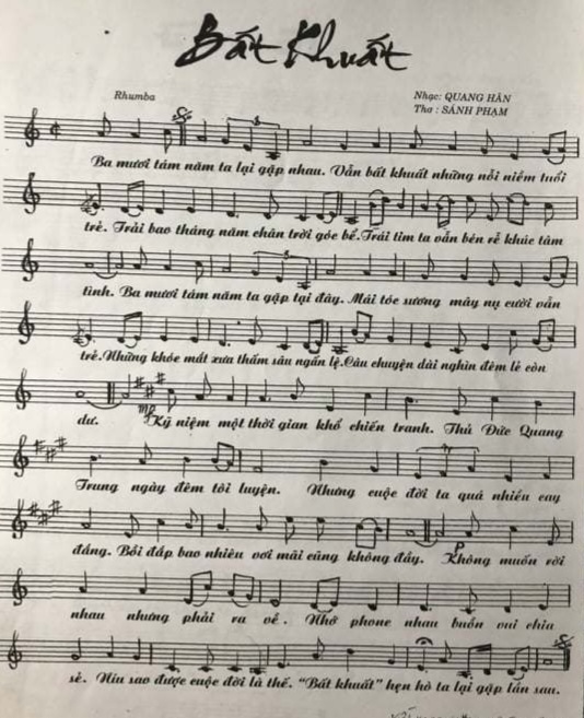 Sheet nhạc Bất khuất - Trang 1