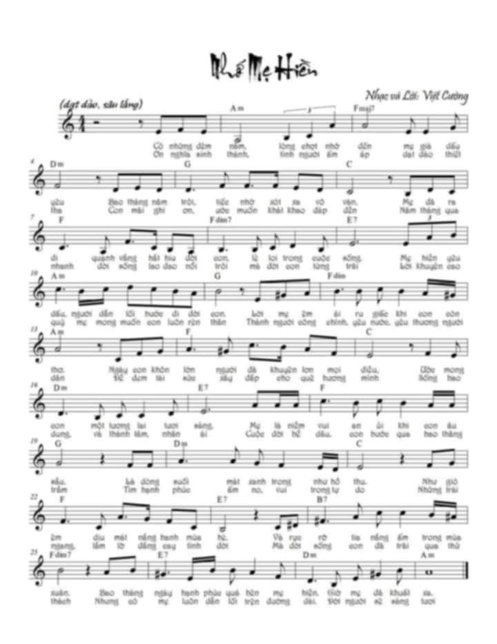 Sheet nhạc Nhớ mẹ hiền - Trang 1