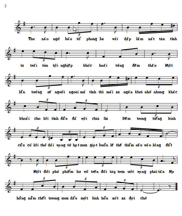 Sheet nhạc Hoa hồng huyền thoại - Trang 2