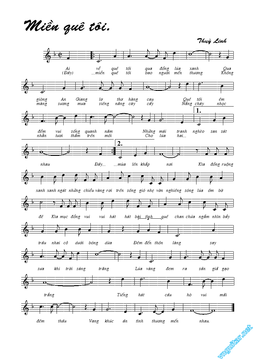 Sheet nhạc Miền quê tôi - Trang 5