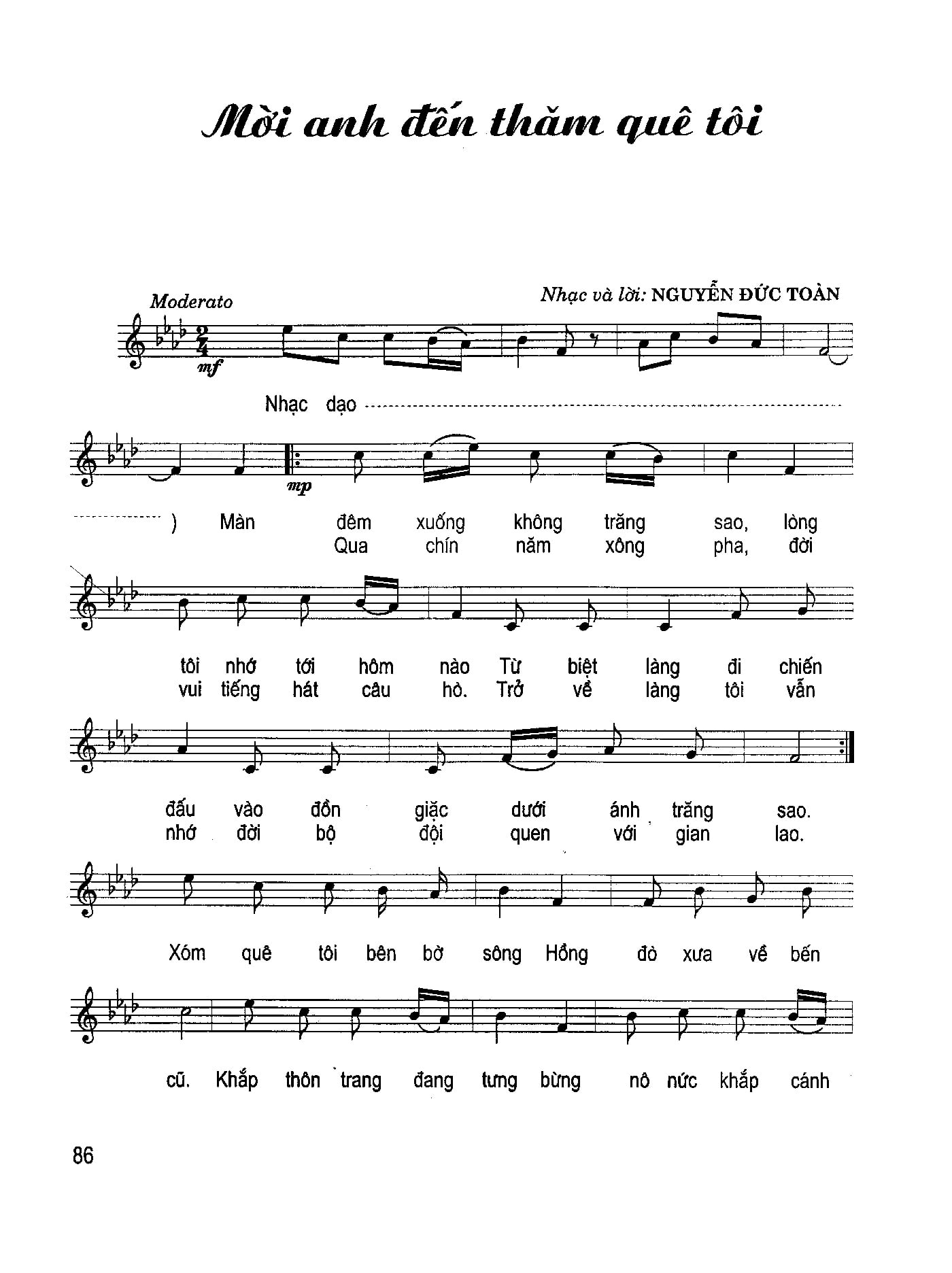 Sheet nhạc Mời anh đến thăm quê tôi - Trang 1