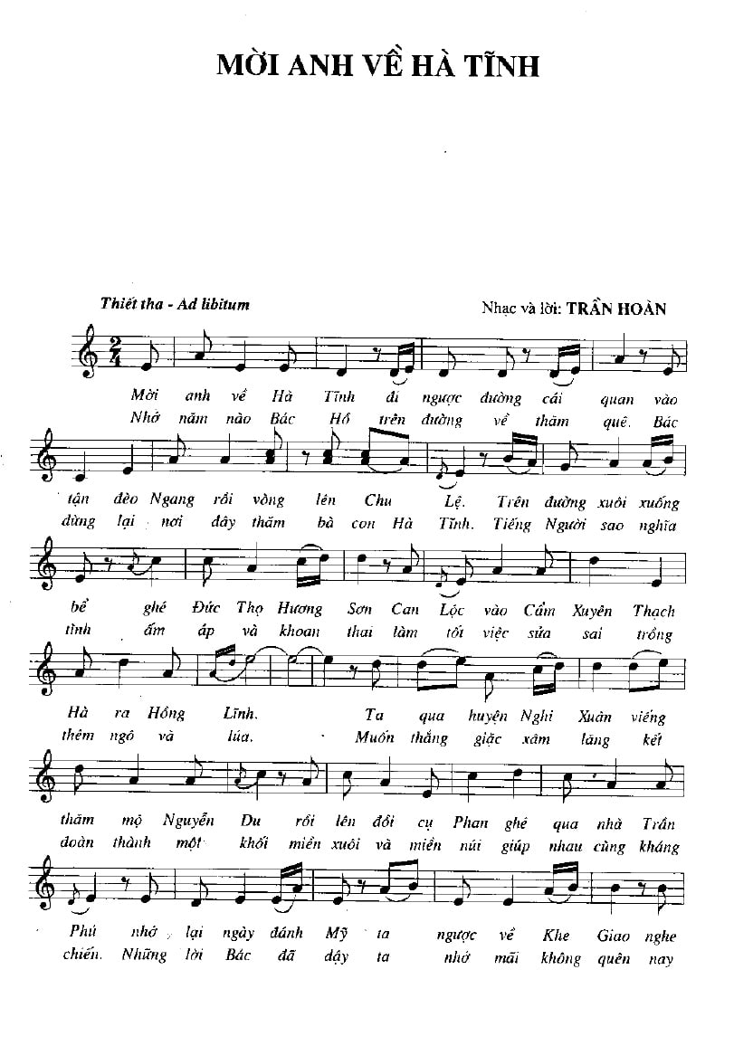 Sheet nhạc Mời anh về Hà Tĩnh - Trang 1