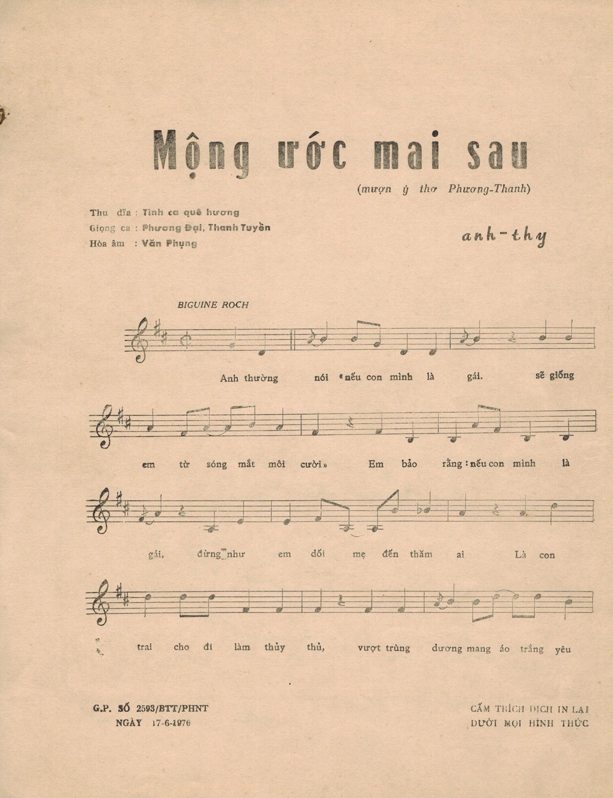 Sheet nhạc Mộng ước mai sau - Trang 2