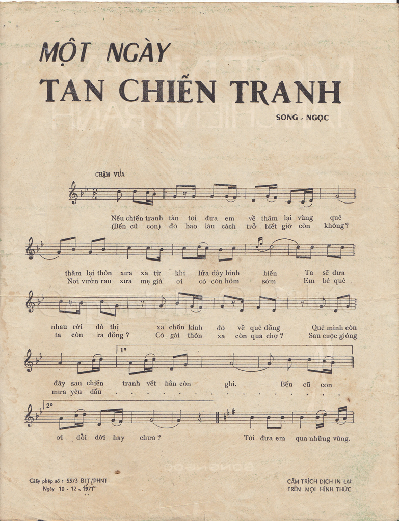 Sheet nhạc Một ngày tàn chiến tranh - Trang 2