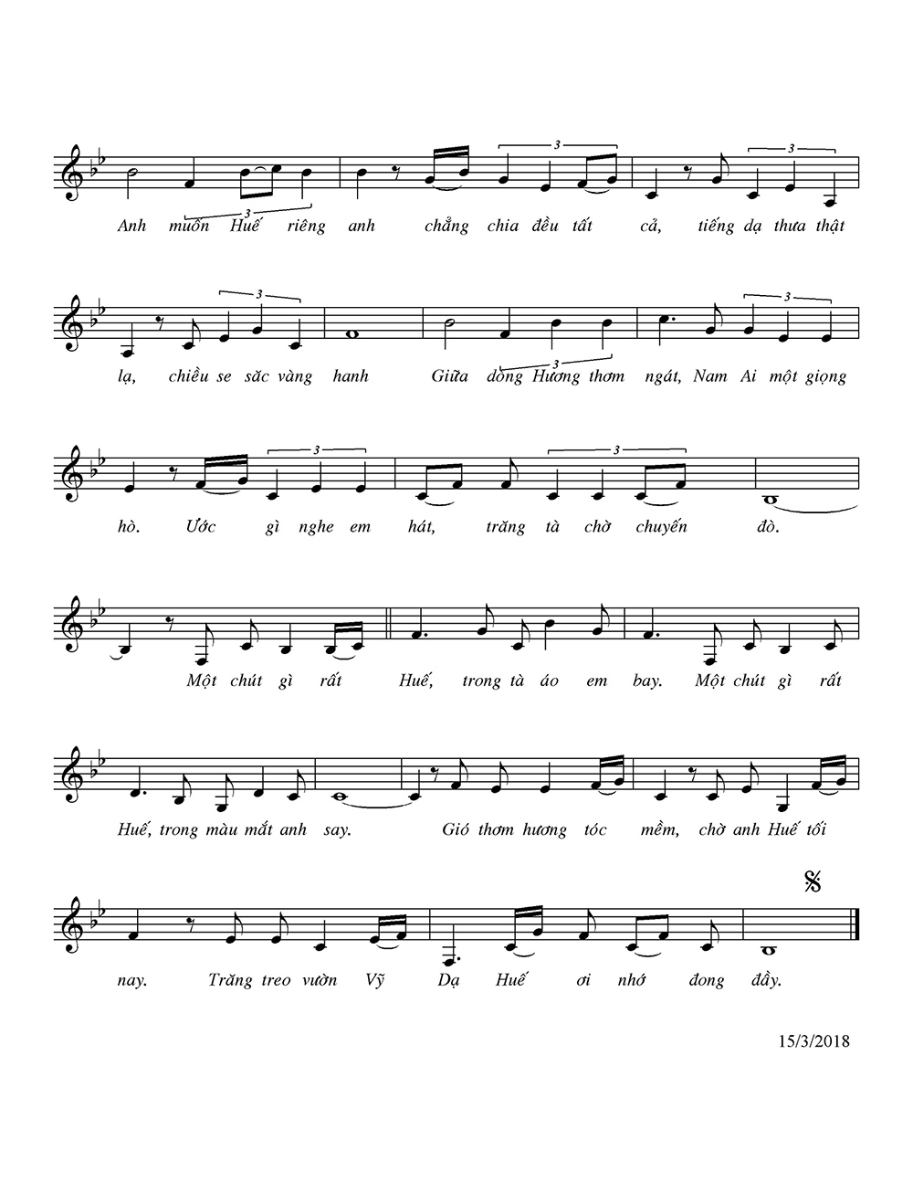 Sheet nhạc Một chút gì rất Huế - Trang 2