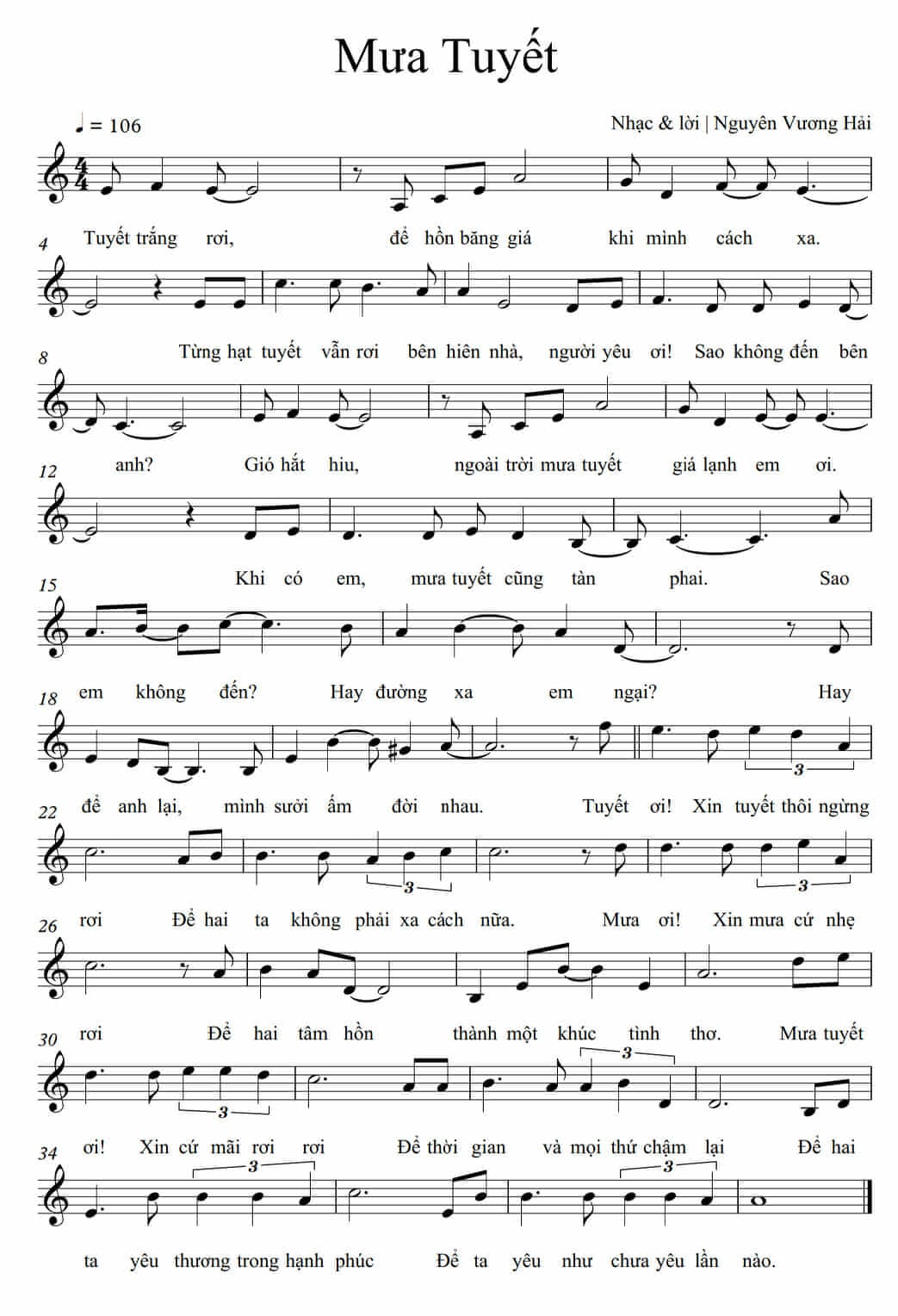 Sheet nhạc Mưa tuyết - Trang 1