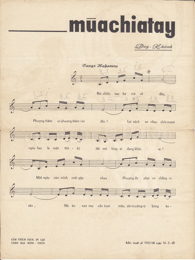 Sheet nhạc Mùa chia tay - Trang 2