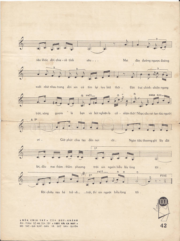 Sheet nhạc Mùa chia tay - Trang 3