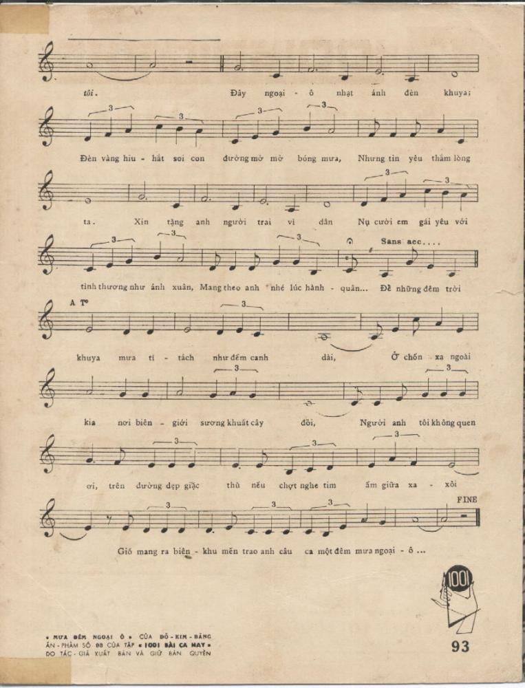 Sheet nhạc Mưa đêm ngoại ô - Trang 3