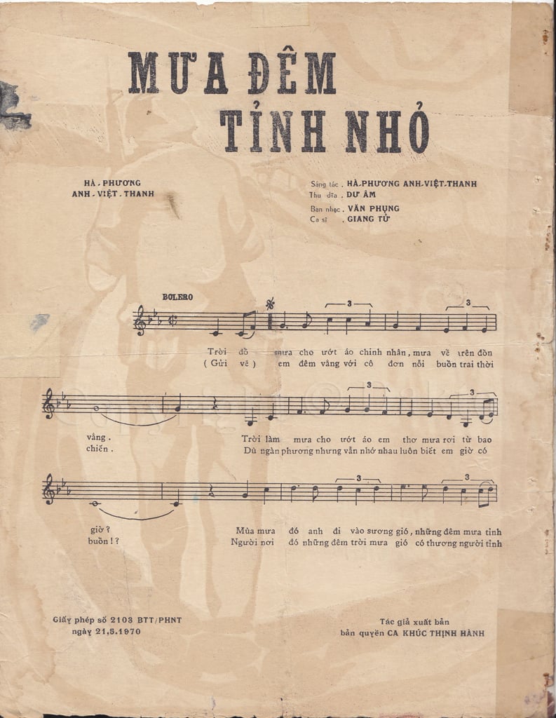 Sheet nhạc Mưa đêm tỉnh nhỏ - Trang 2