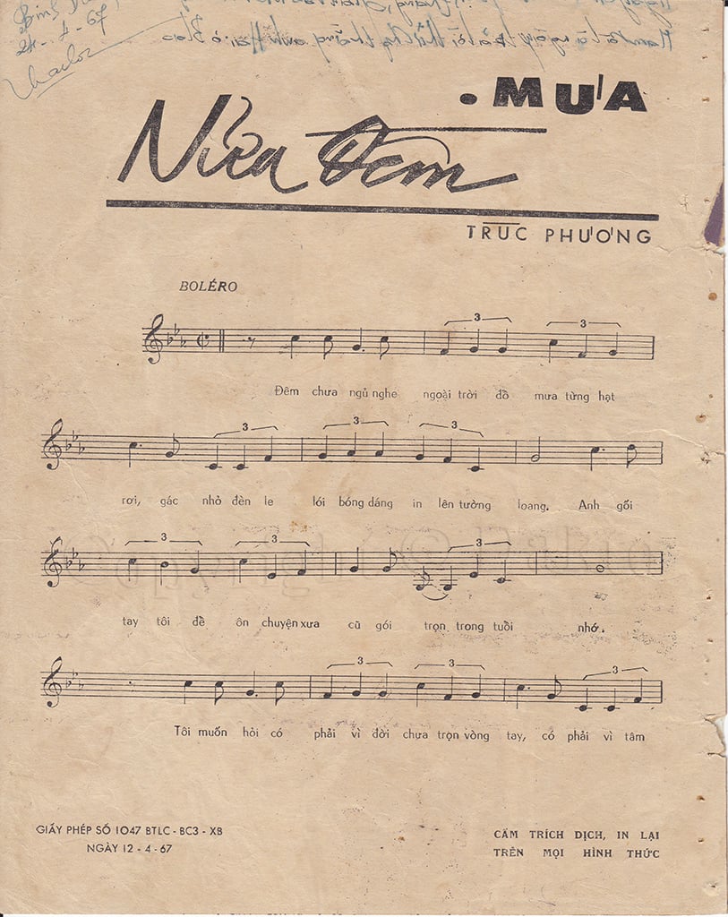 Sheet nhạc Mưa nửa đêm - Trang 2