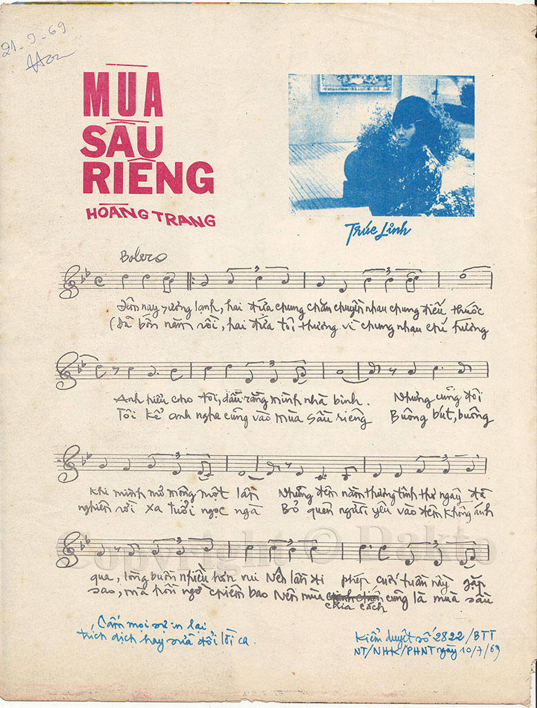 Sheet nhạc Mùa sầu riêng - Trang 1
