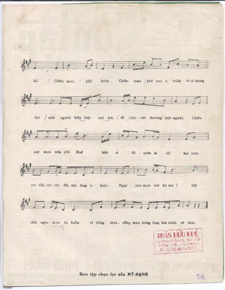 Sheet nhạc Mưa trên phố Huế - Trang 2