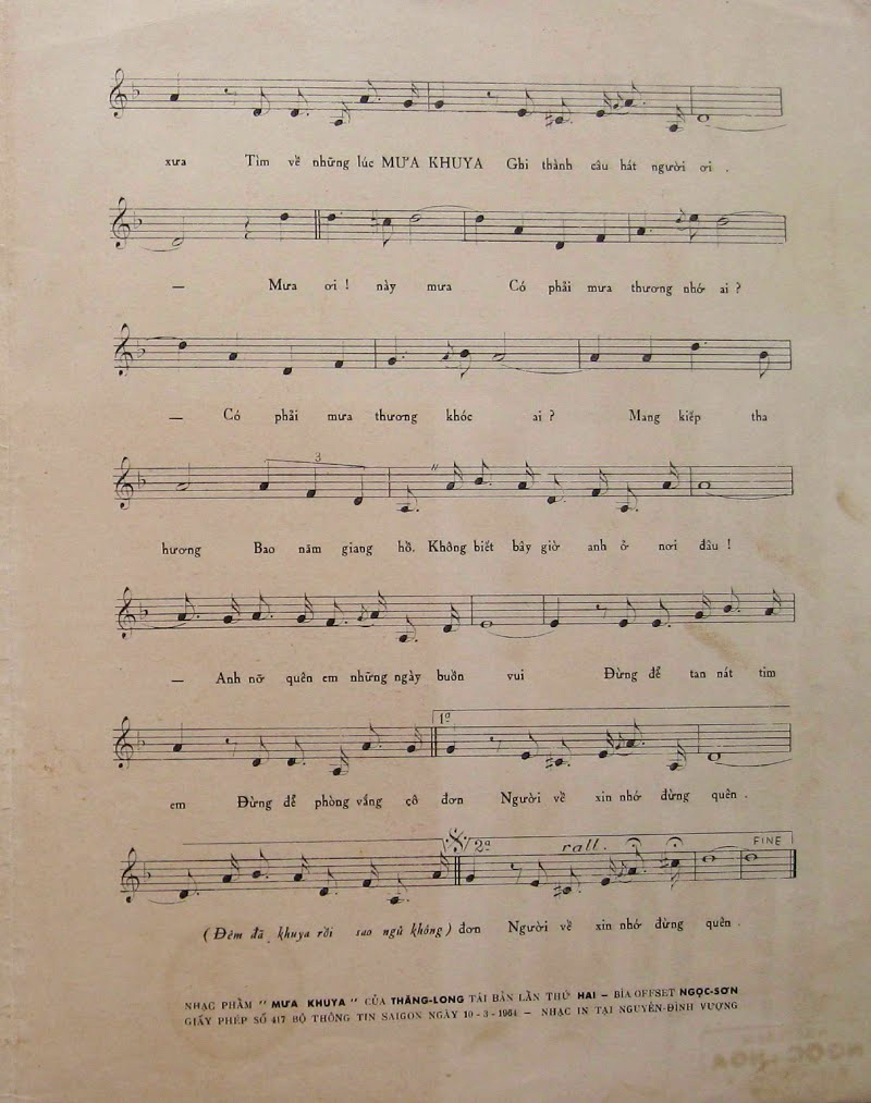 Sheet nhạc Mưa khuya - Trang 3