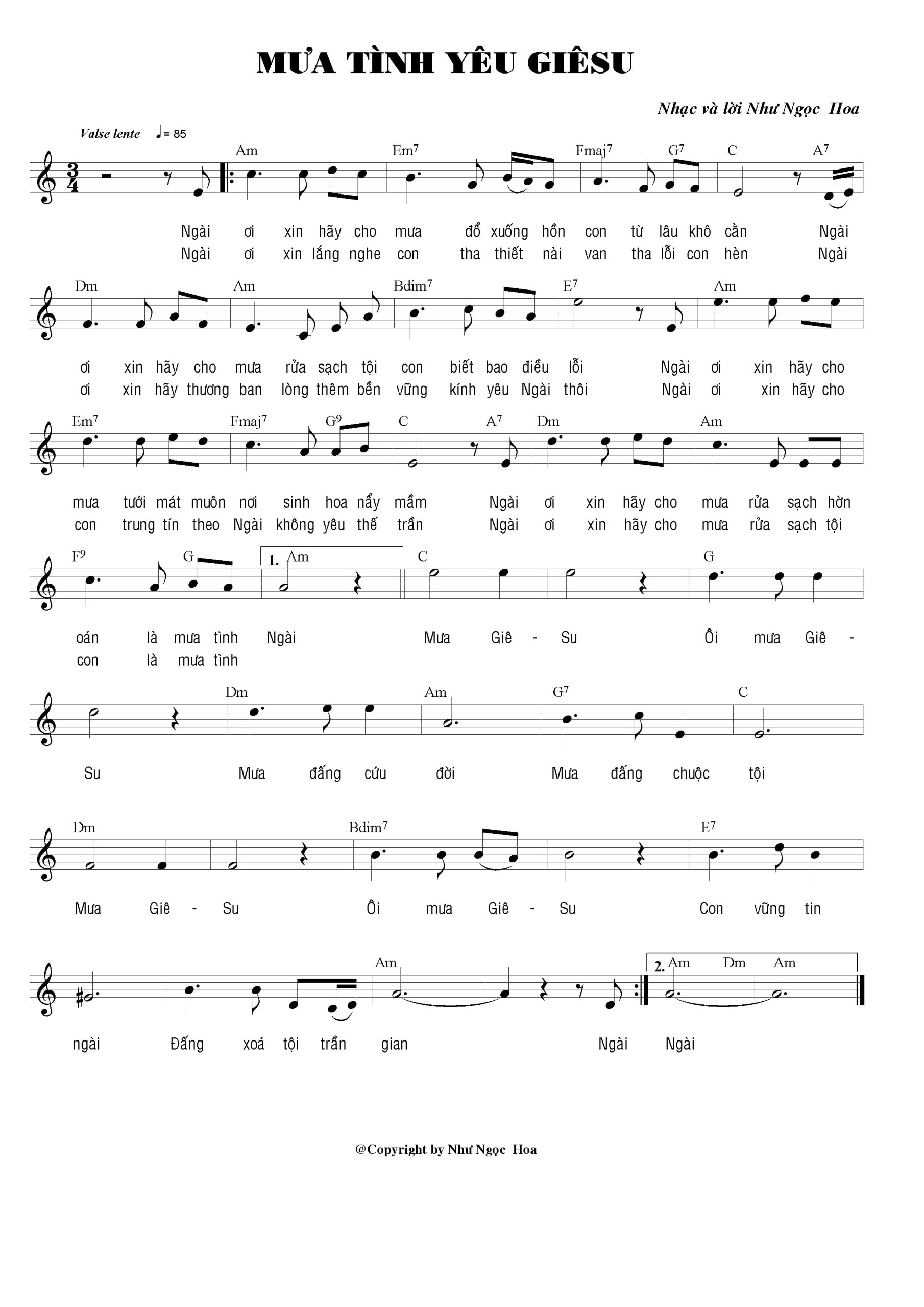 Sheet nhạc Mưa tình yêu Giêsu - Trang 1