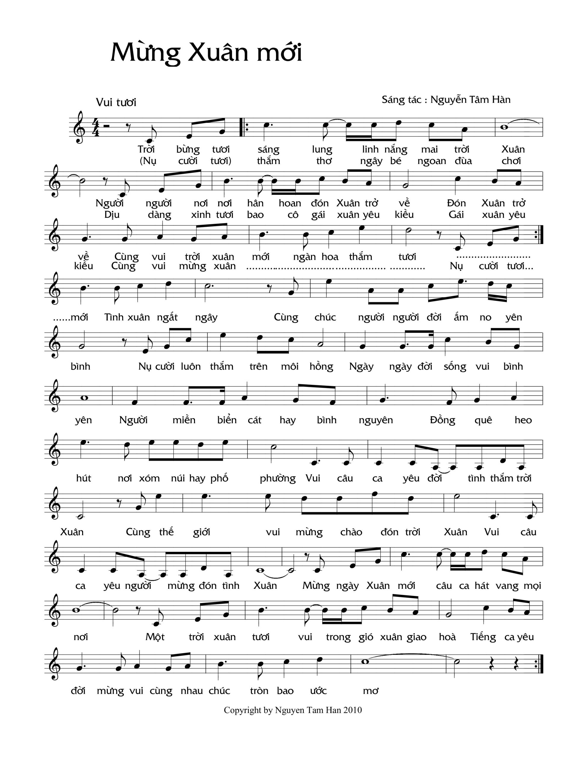 Sheet nhạc Mừng xuân mới - Trang 1