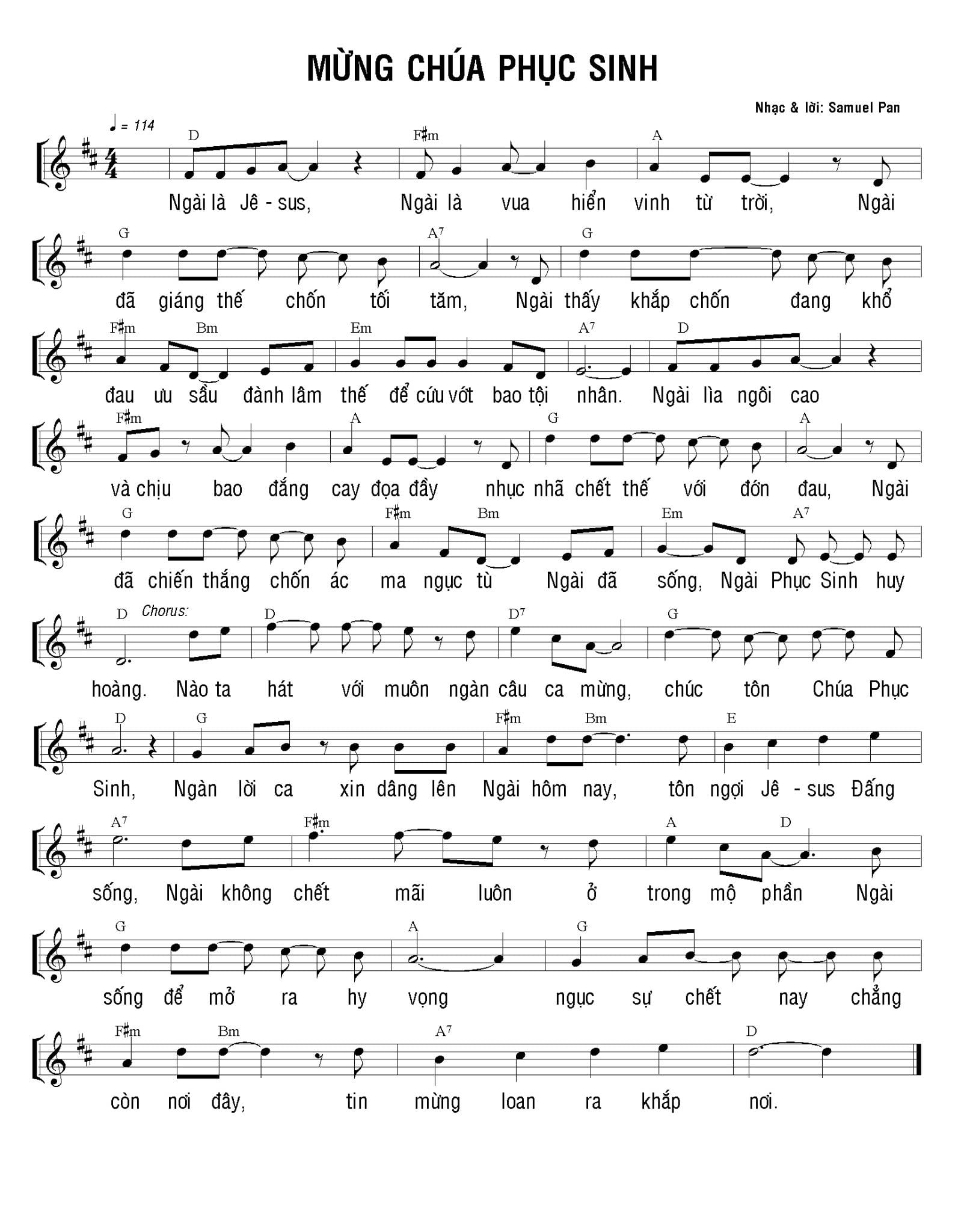 Sheet nhạc Mừng Chúa phục sinh - Trang 1