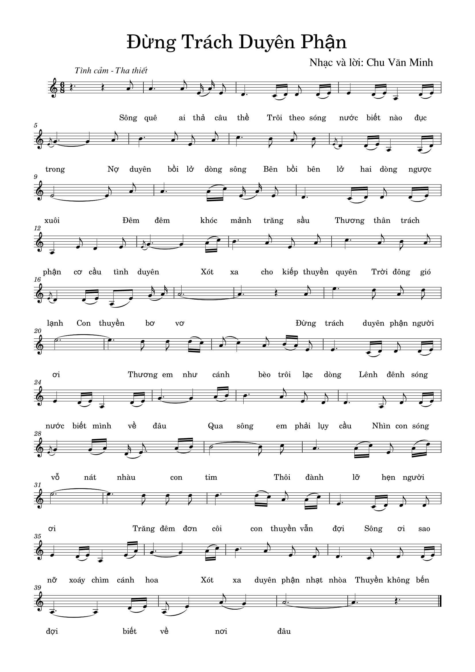 Sheet nhạc Đừng trách duyên phận - Trang 1