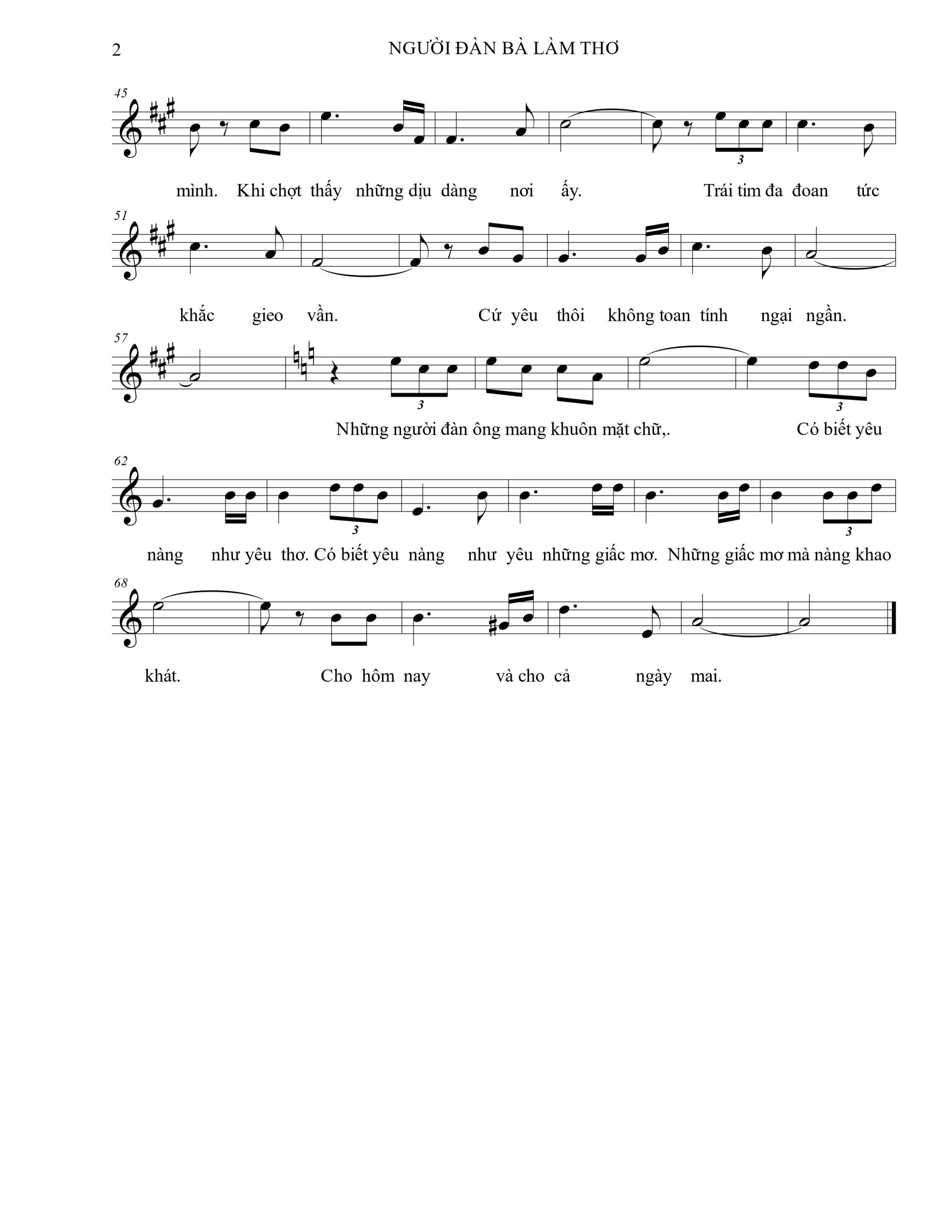 Sheet nhạc Người đàn bà làm thơ - Trang 2