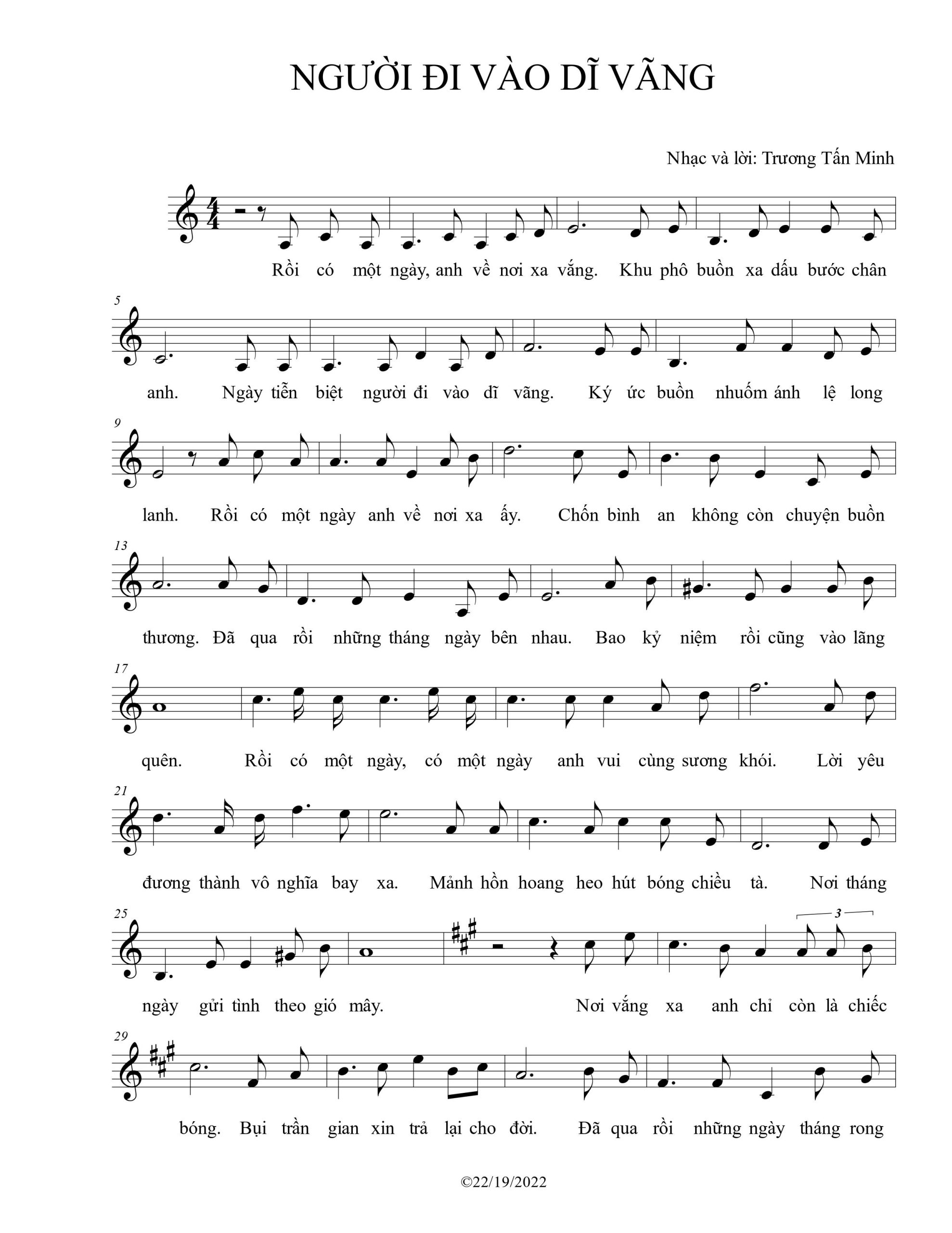 Sheet nhạc Người đi vào dĩ vãng - Trang 1