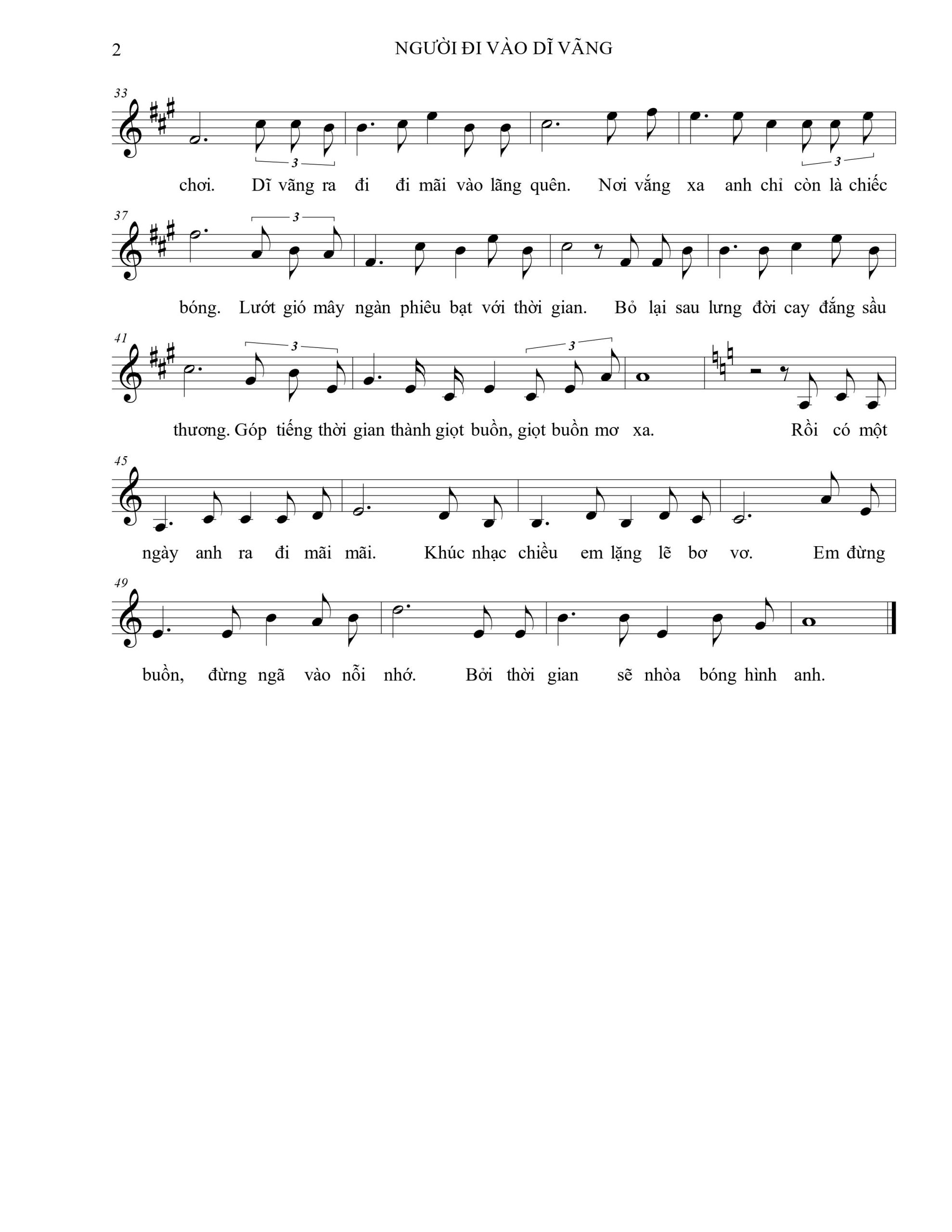 Sheet nhạc Người đi vào dĩ vãng - Trang 2