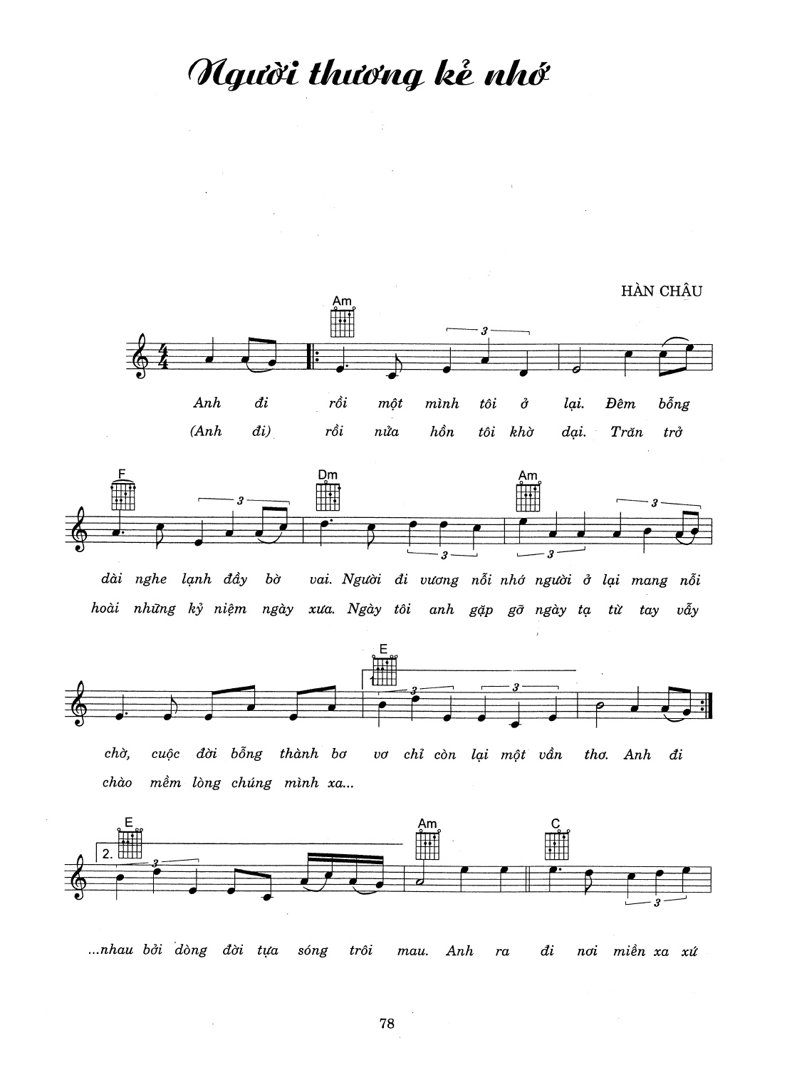 Sheet nhạc Người thương kẻ nhớ - Trang 1