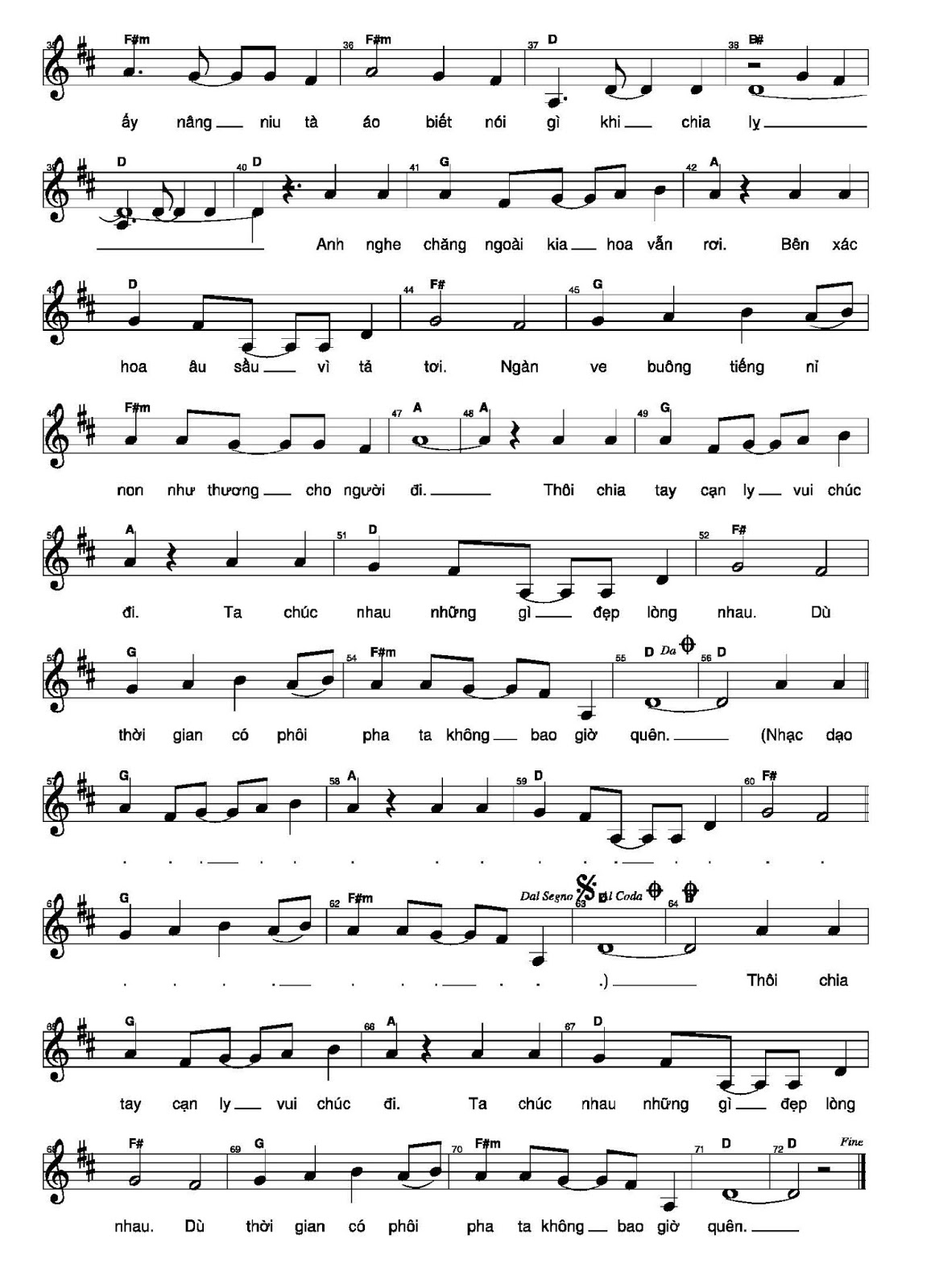 Sheet nhạc Ngày tạm biệt - Trang 2