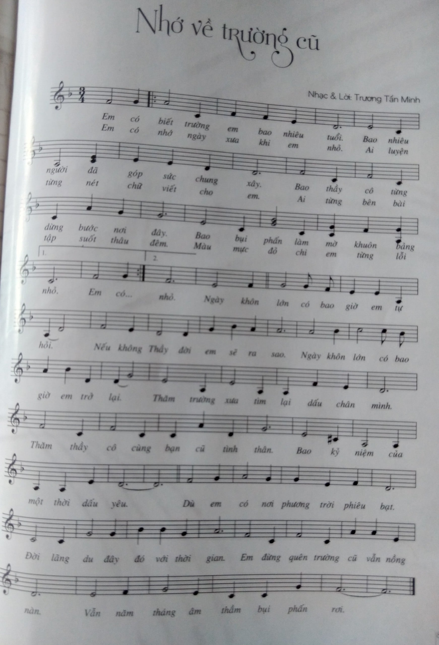 Nhớ về trường cũ Sheet Nhạc