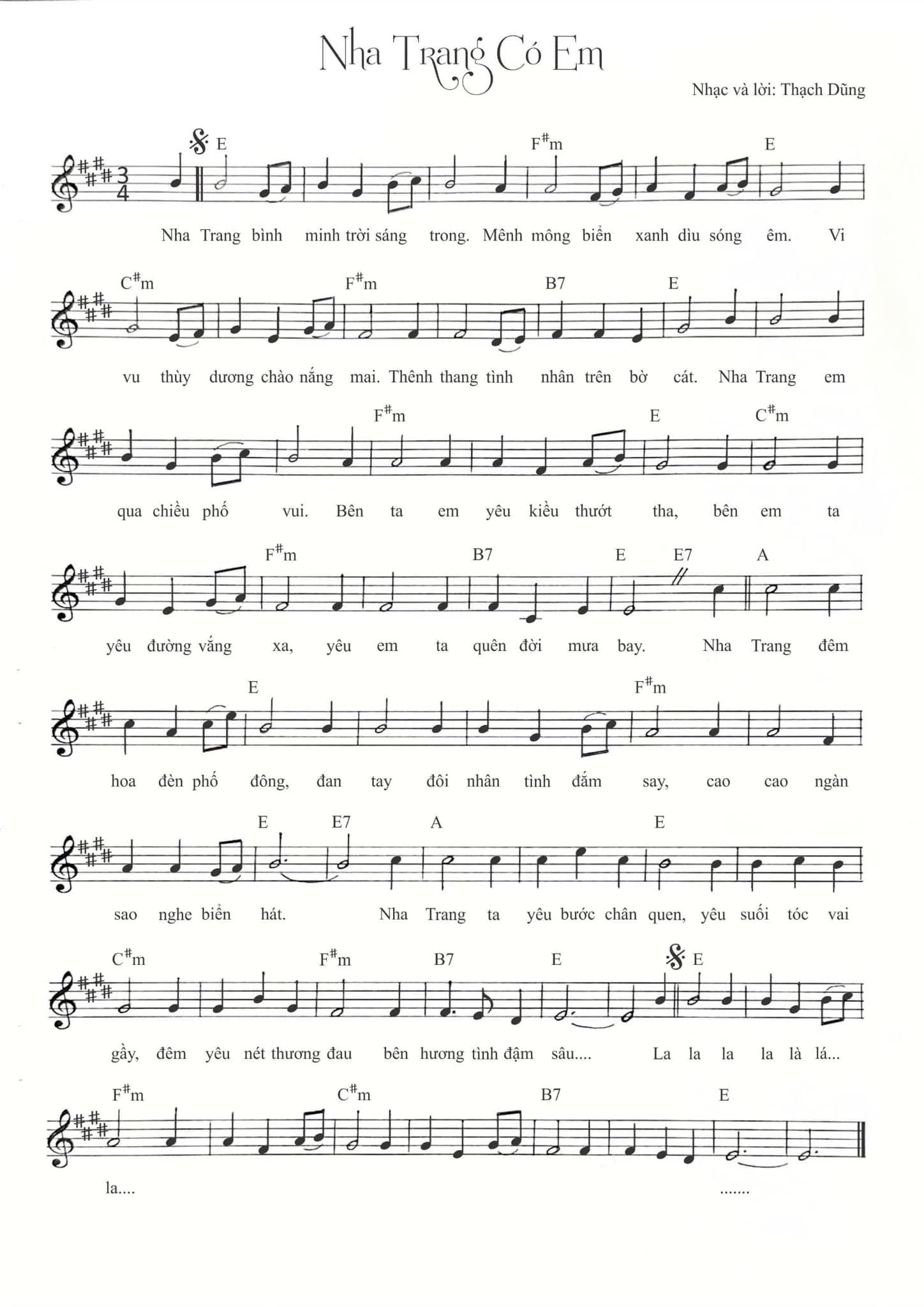 Sheet nhạc Nha Trang có em - Trang 1