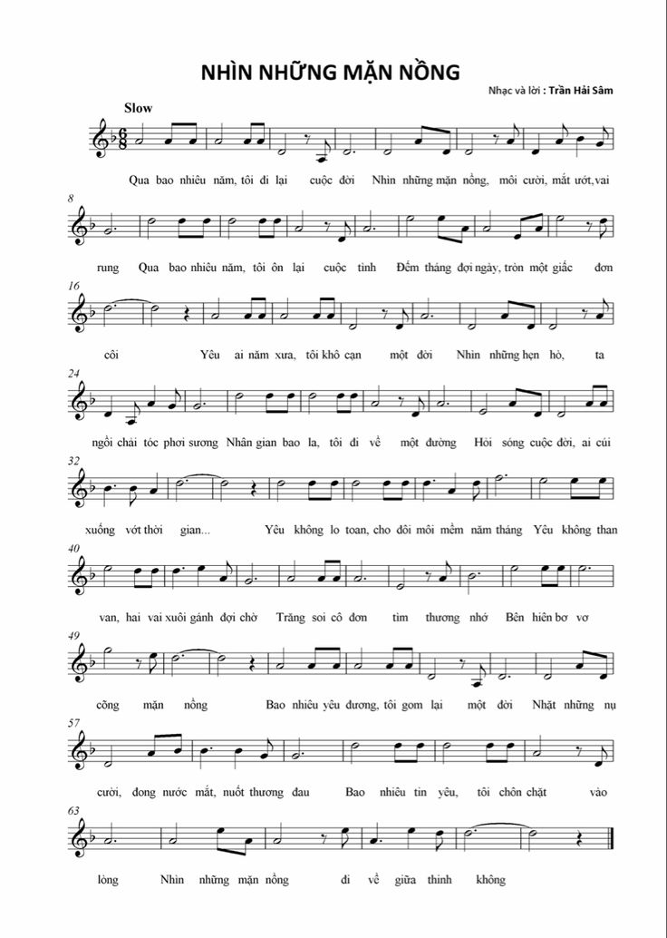 Sheet nhạc Nhìn những mặn nồng - Trang 1