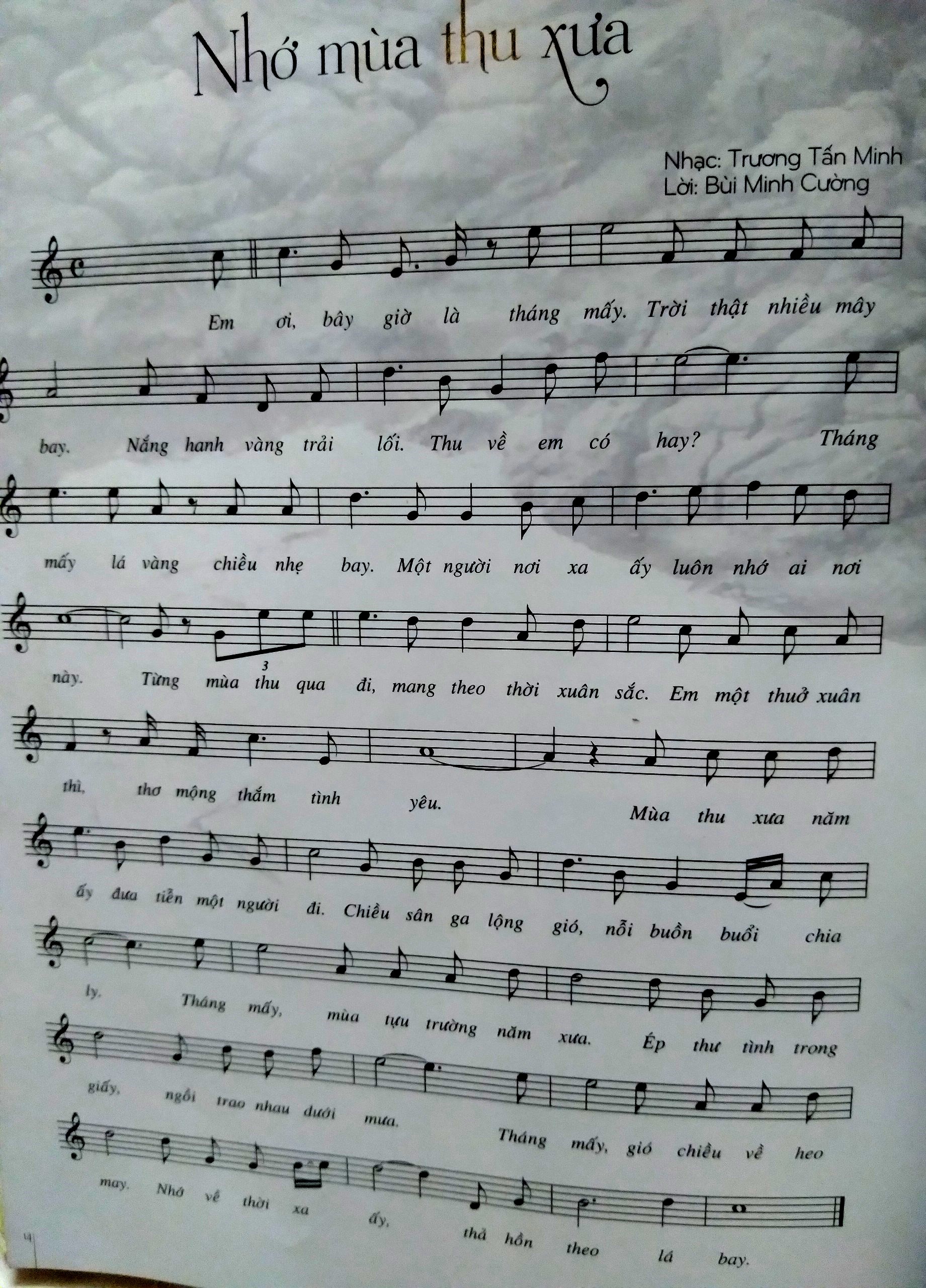 Sheet nhạc Nhớ mùa Thu xưa - Trang 1