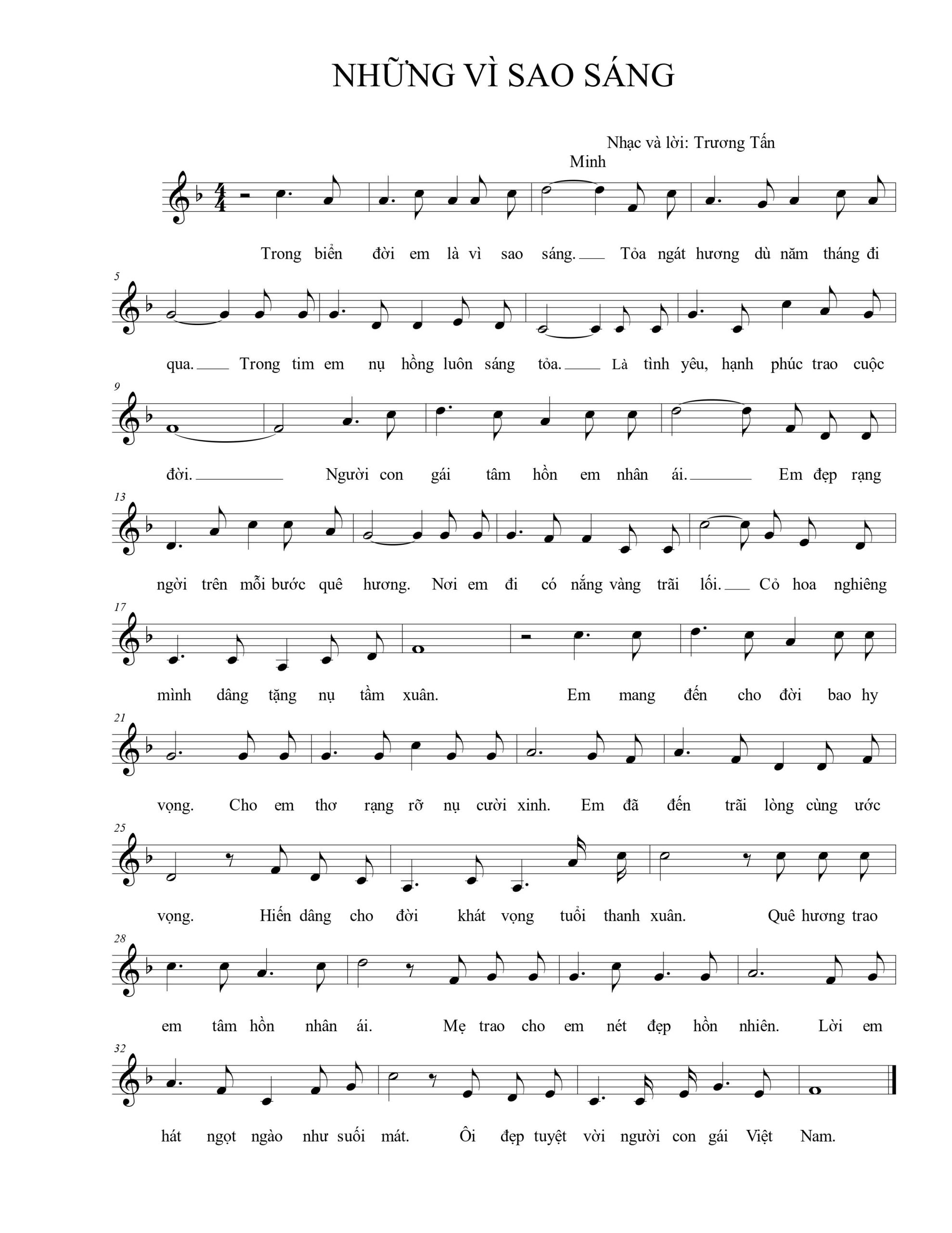 Sheet nhạc Những vì sao sáng - Trang 1