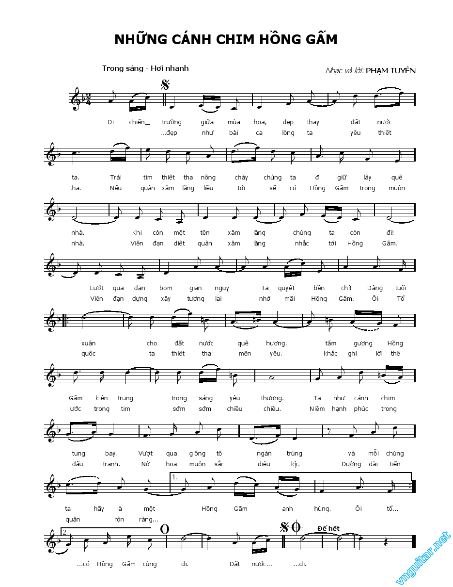 Sheet nhạc Những cánh chim Hồng Gấm - Trang 1