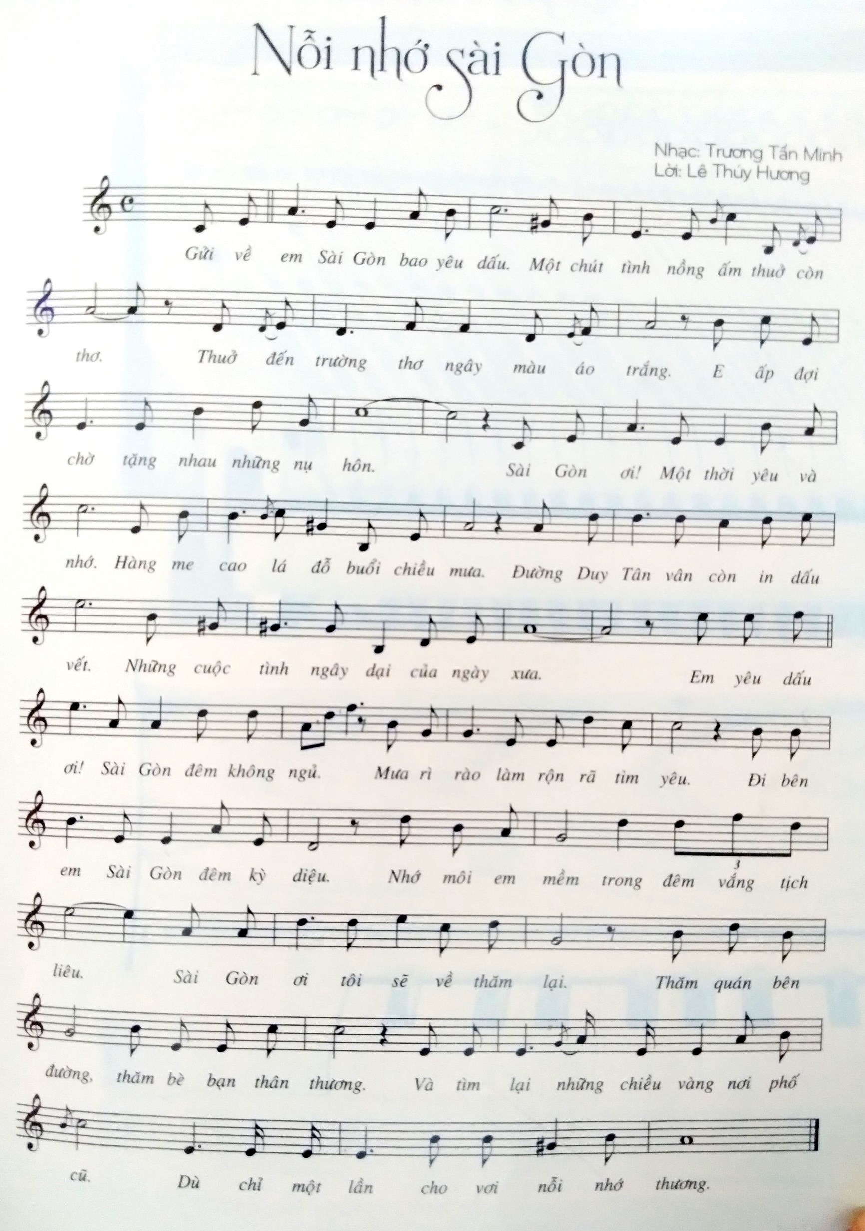 Sheet nhạc Nỗi nhớ Sài Gòn - Trang 1