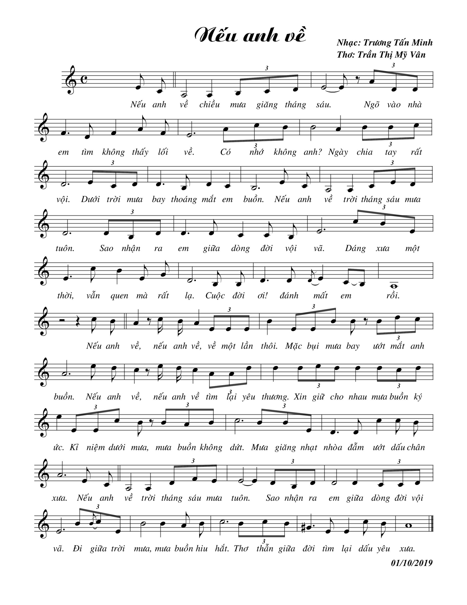 Sheet nhạc Nếu anh về - Trang 1