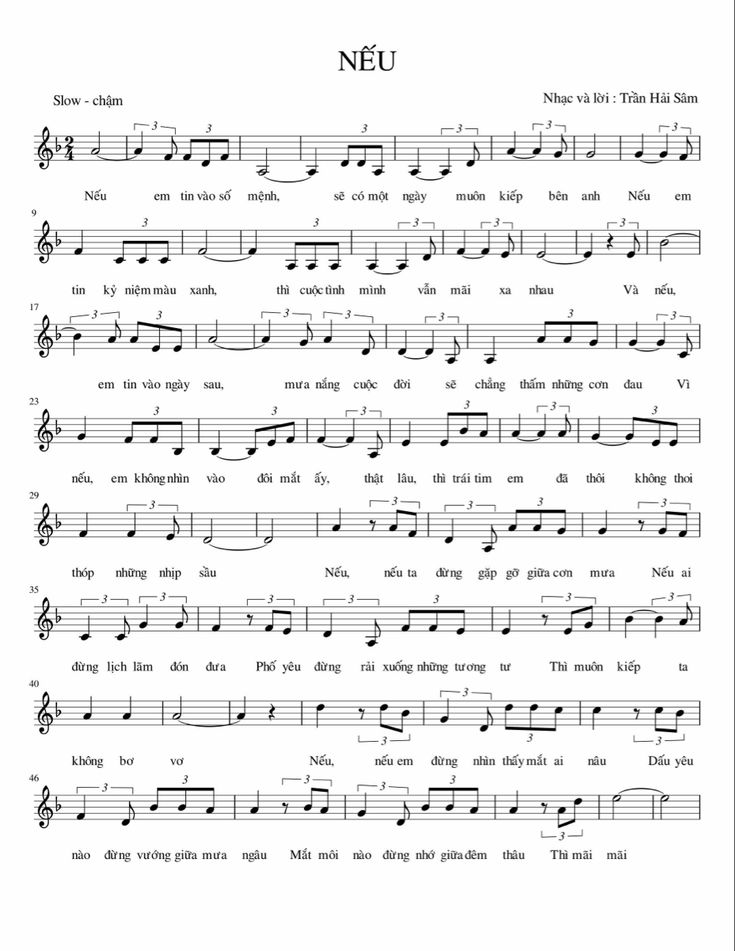 Sheet nhạc Nếu - Trang 1