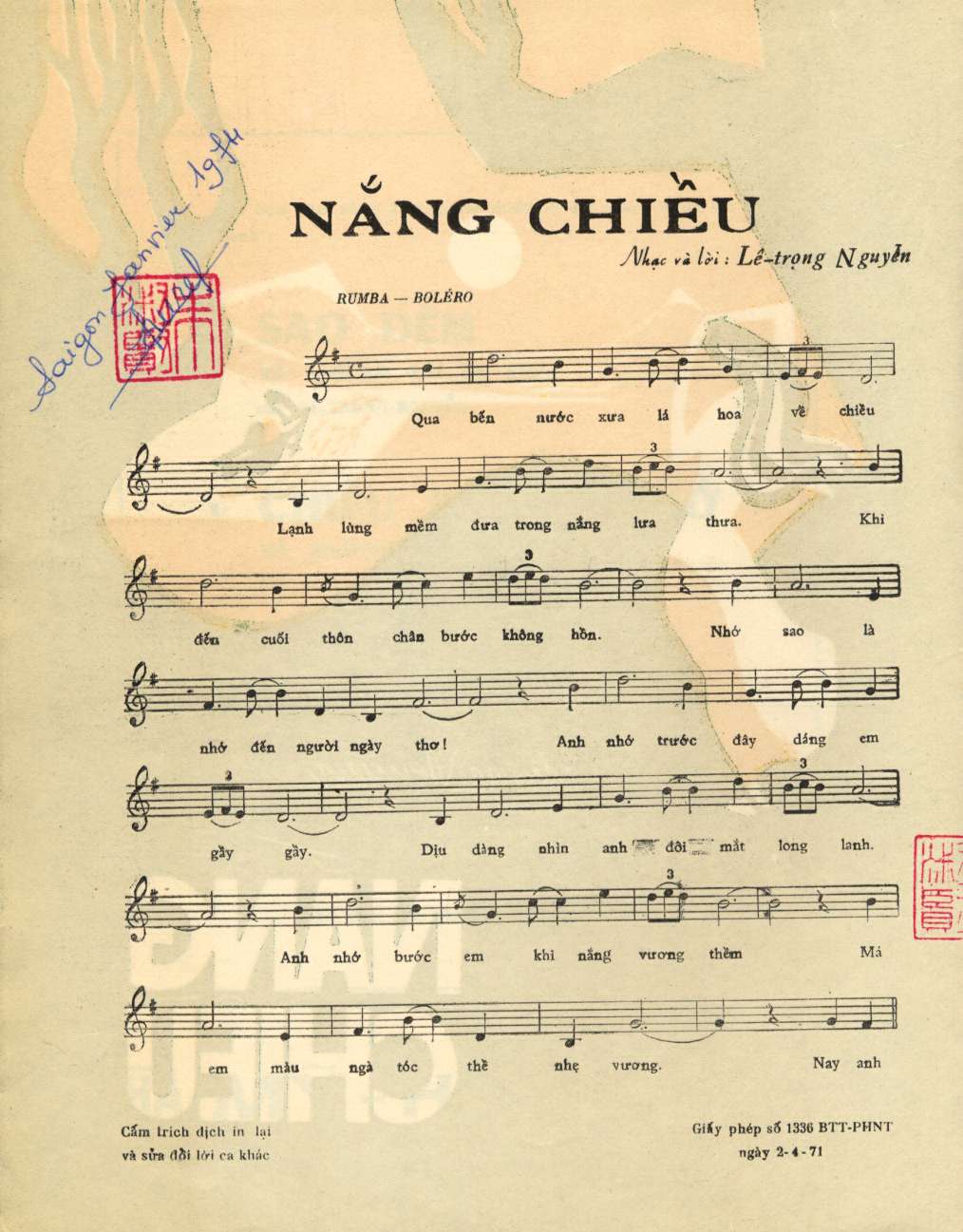 Sheet nhạc Nắng chiều - Trang 2