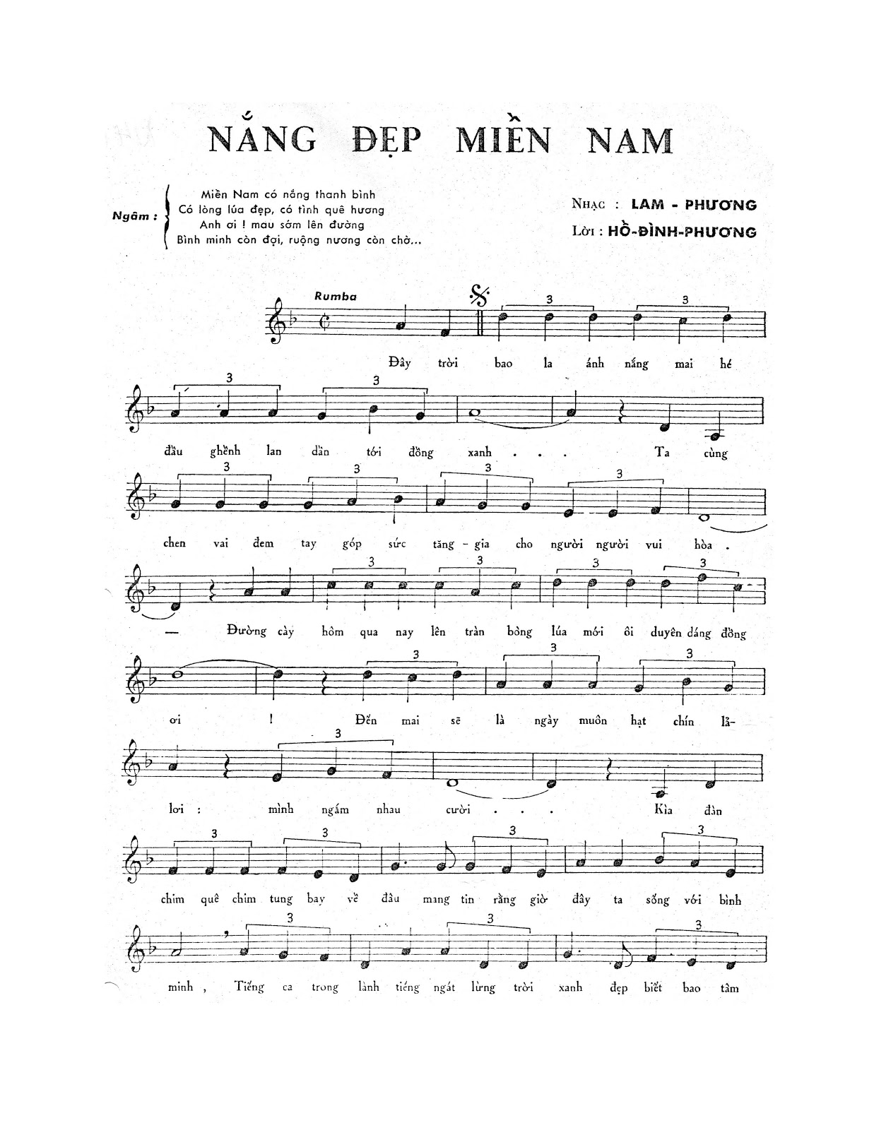 Sheet nhạc Nắng đẹp miền Nam - Trang 2