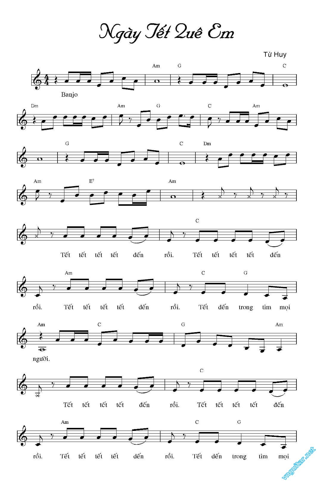 Sheet nhạc Ngày Tết quê em - Trang 1