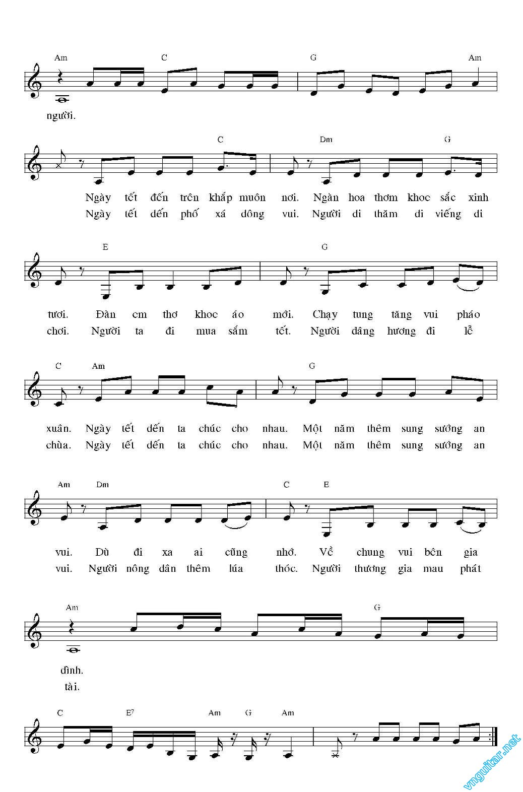 Sheet nhạc Ngày Tết quê em - Trang 2